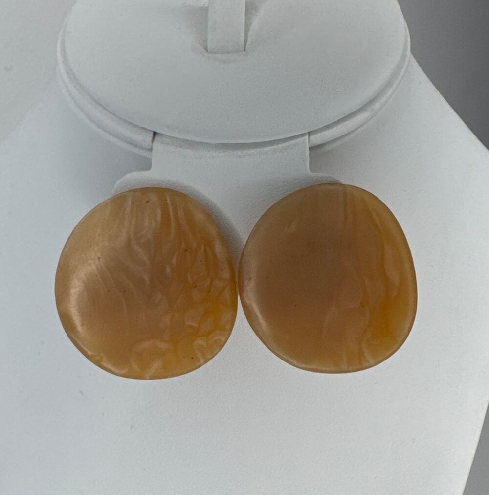 1980s Napier Butterscotch Lucite Clip Earrings Signed